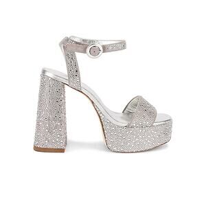 Larroude Embellished Silver Dolly Platform Sandals Size 8.5